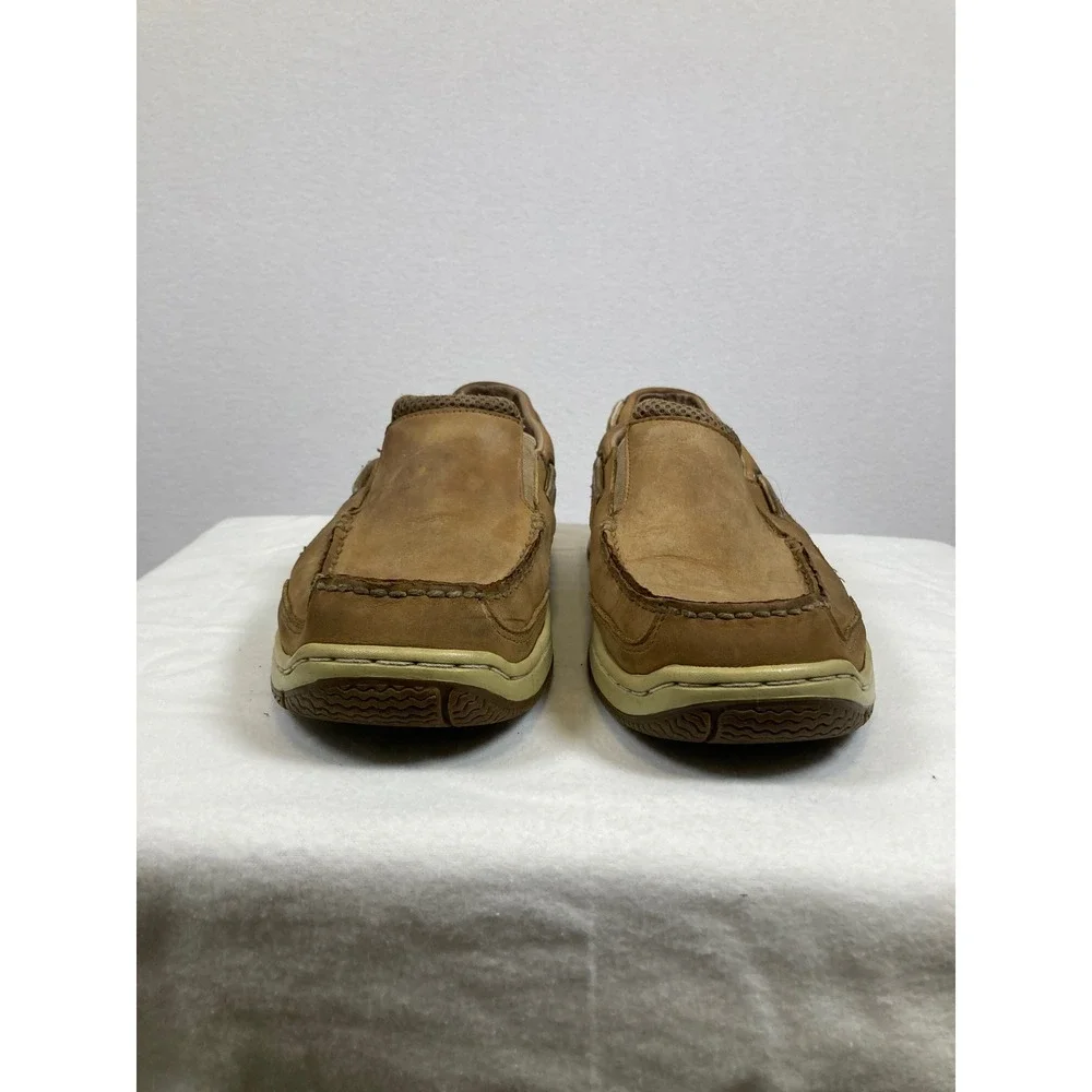 West Marine Performance Slip-On Men‎ 10.5 Tan Leather Mesh Boat Shoes 2520